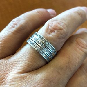 Set of 3 channel set baguette rings